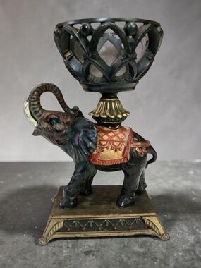 Vintage Elephant Candle Holder Plant Holder Home Decor Centerpiece Candy Dish